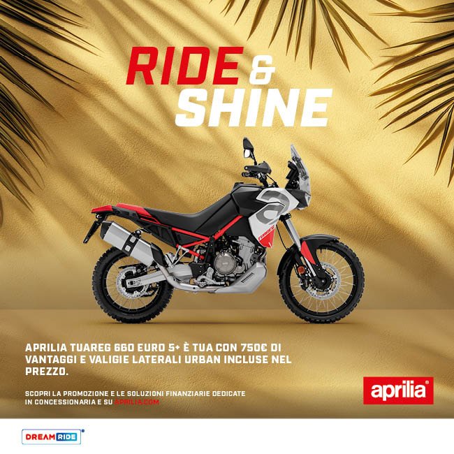 APRILIA TUAREG 660 E’ TUA CON 750€ DI VANTAGGI E VALIGIE LATERALI URBAN INCLUSE NEL PREZZO.