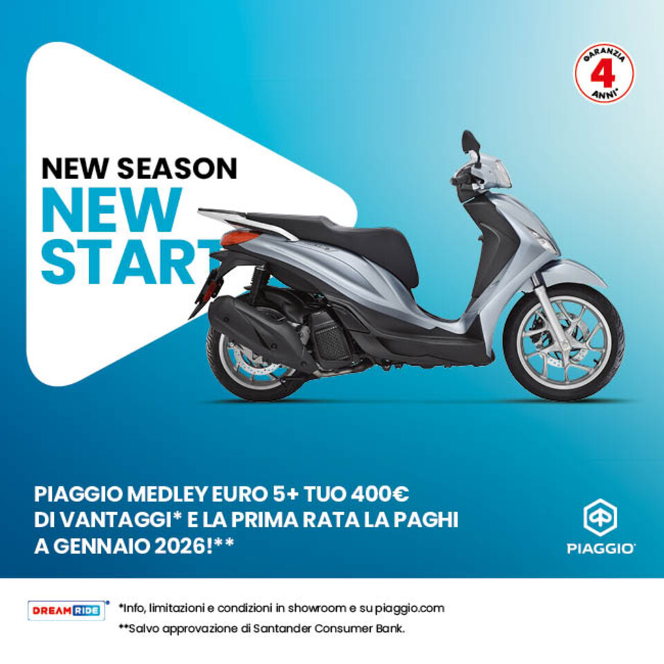 PIAGGIO MEDLEY TUO CON 400€ DI VANTAGGI, SENZA INTERESSI E LA PRIMA RATA A GENNAIO 2026.