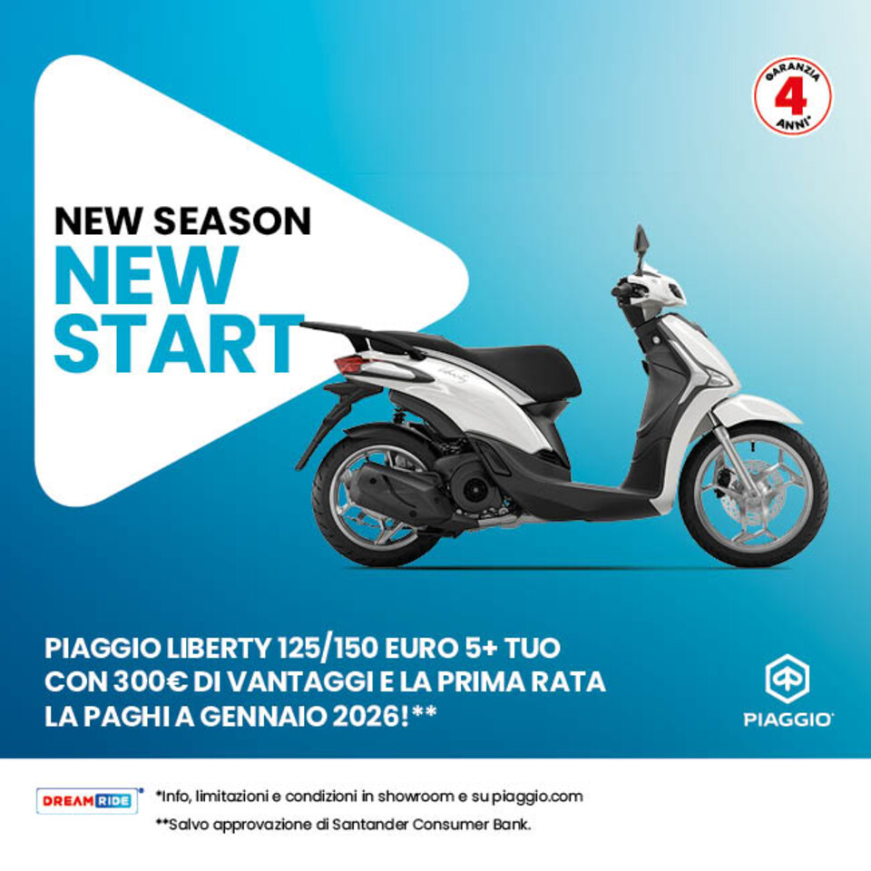 PIAGGIO LIBERTY 125/150cc TUO CON 300€ DI VANTAGGI, SENZA INTERESSI E LA PRIMA RATA A GENNAIO 2026.