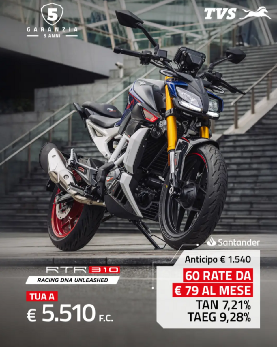 TVS RTR 310 è tua a soli €79 al mese!