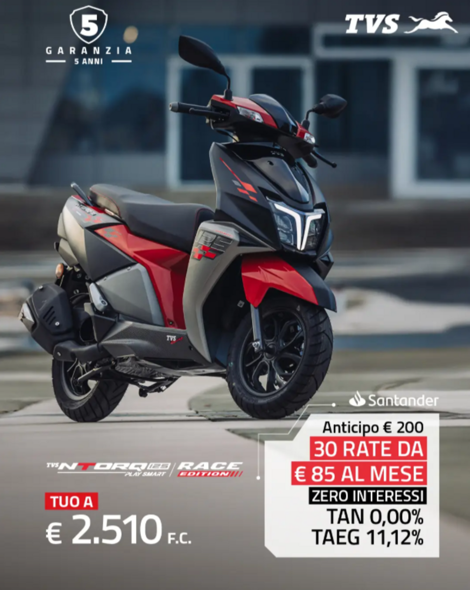 TVS NTORQ è tuo a soli €85 al mese!