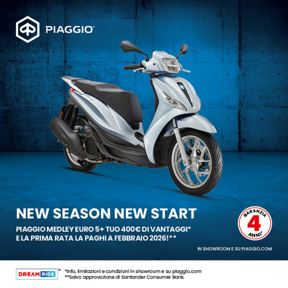PIAGGIO MEDLEY TUO CON 400€ DI VANTAGGI, SENZA INTERESSI E LA PRIMA RATA A GENNAIO 2026.