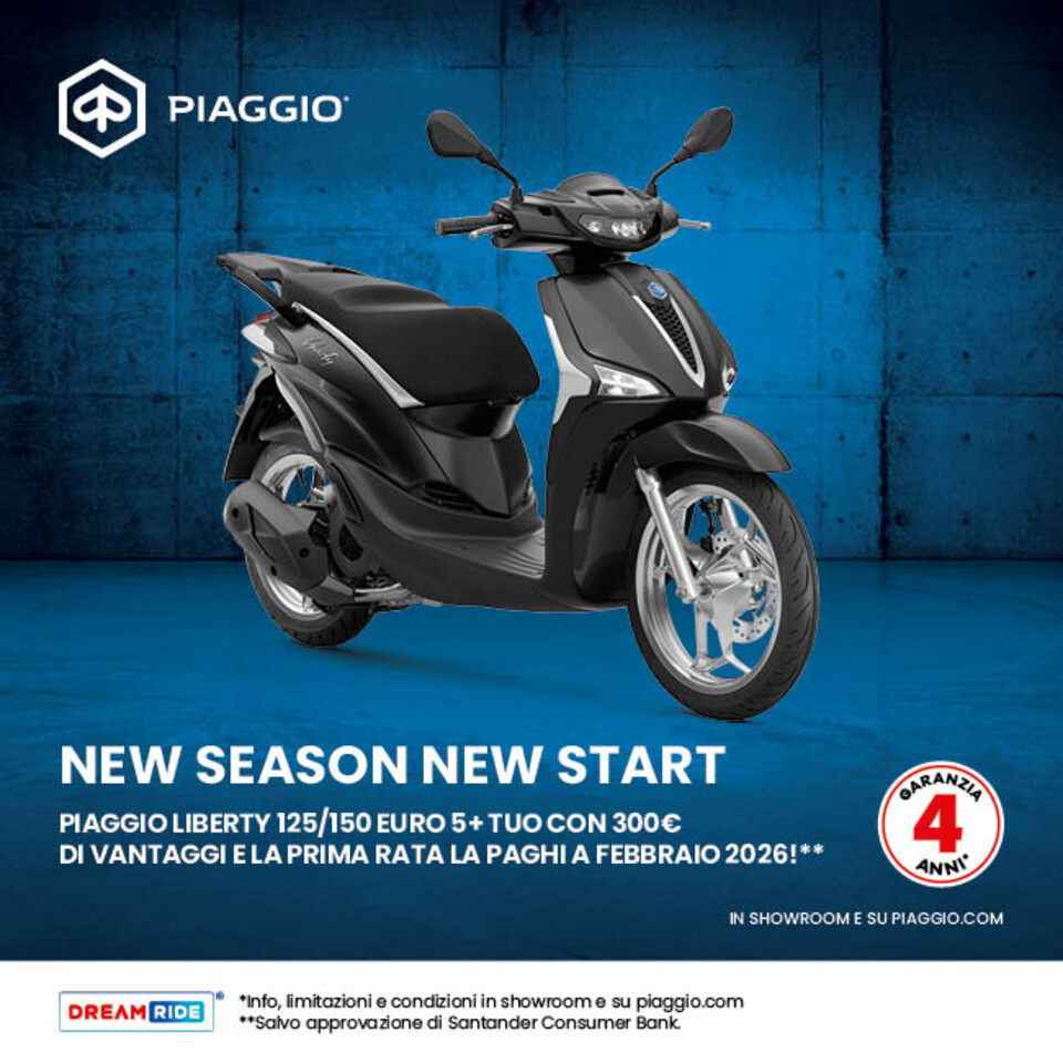 PIAGGIO LIBERTY 125/150cc TUO CON 300€ DI VANTAGGI, SENZA INTERESSI E LA PRIMA RATA A GENNAIO 2026.