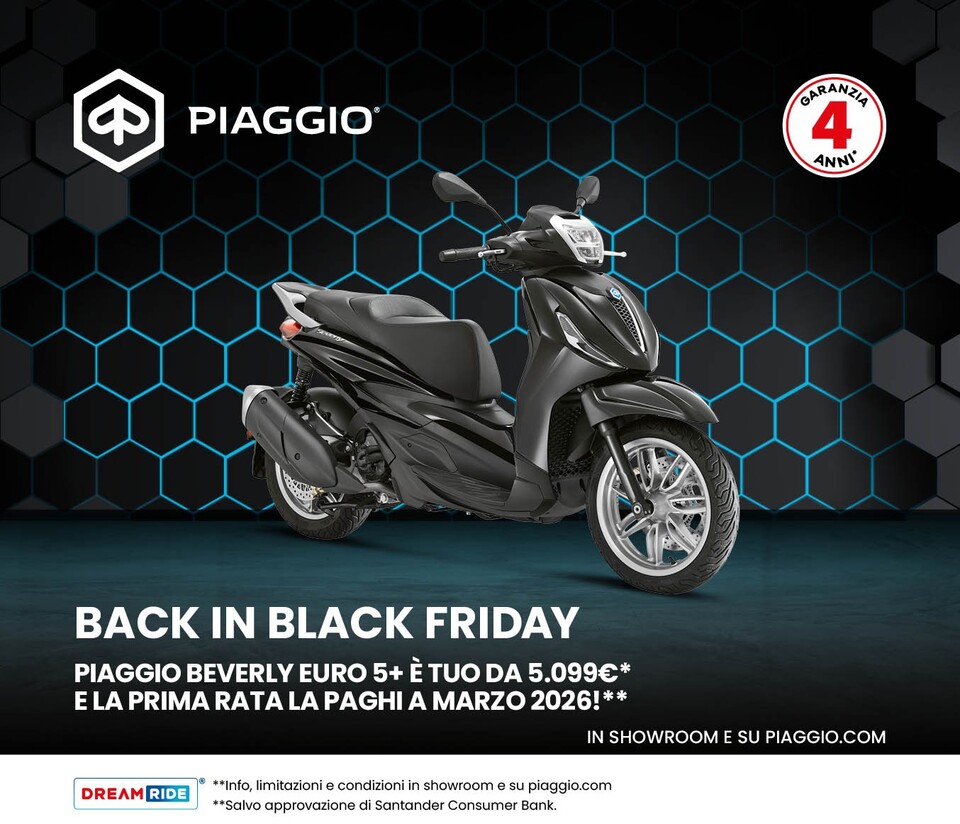 PIAGGIO BEVERLY TUO DA 5.099€, SENZA INTERESSI E LA PRIMA RATA A GENNAIO 2026.