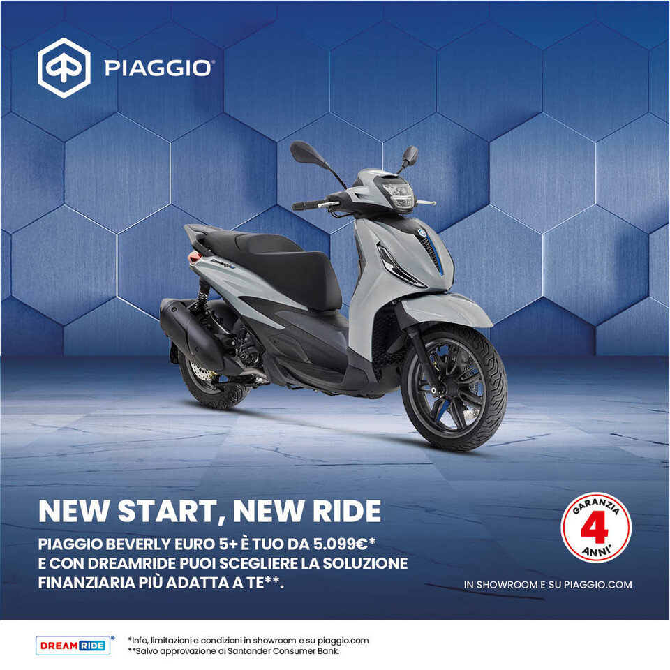 PIAGGIO BEVERLY TUO DA 5.099€ CON RATE DA 159€ AL MESE (TAN 3,49%, TAEG 10,50%)