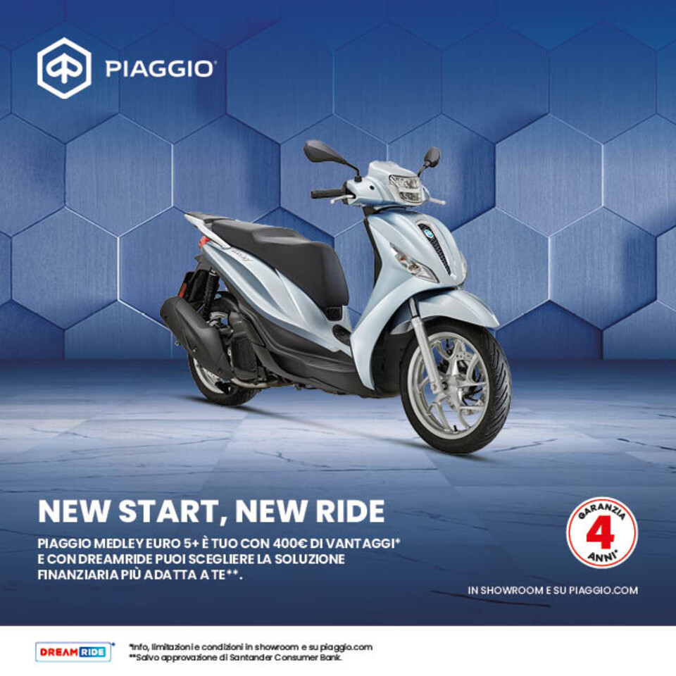 PIAGGIO MEDLEY TUO CON 400€ DI VANTAGGI E RATE DA 109€ AL MESE (TAN 3,48%, TAEG 11,53%)