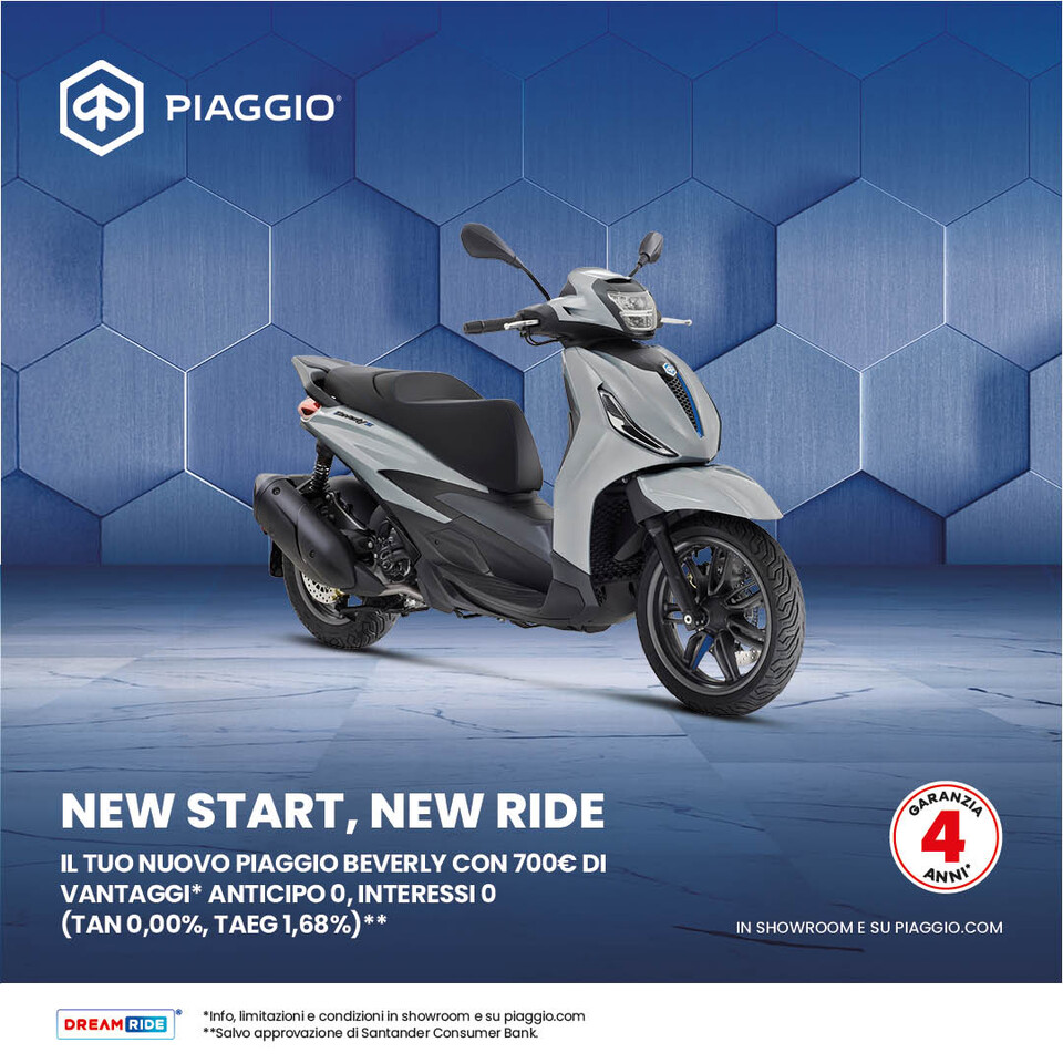 PIAGGIO BEVERLY CON 700€ DI VANTAGGI, ANTICIPO 0, INTERESSI 0 (TAN 0,00%, TAEG 1,68%)
