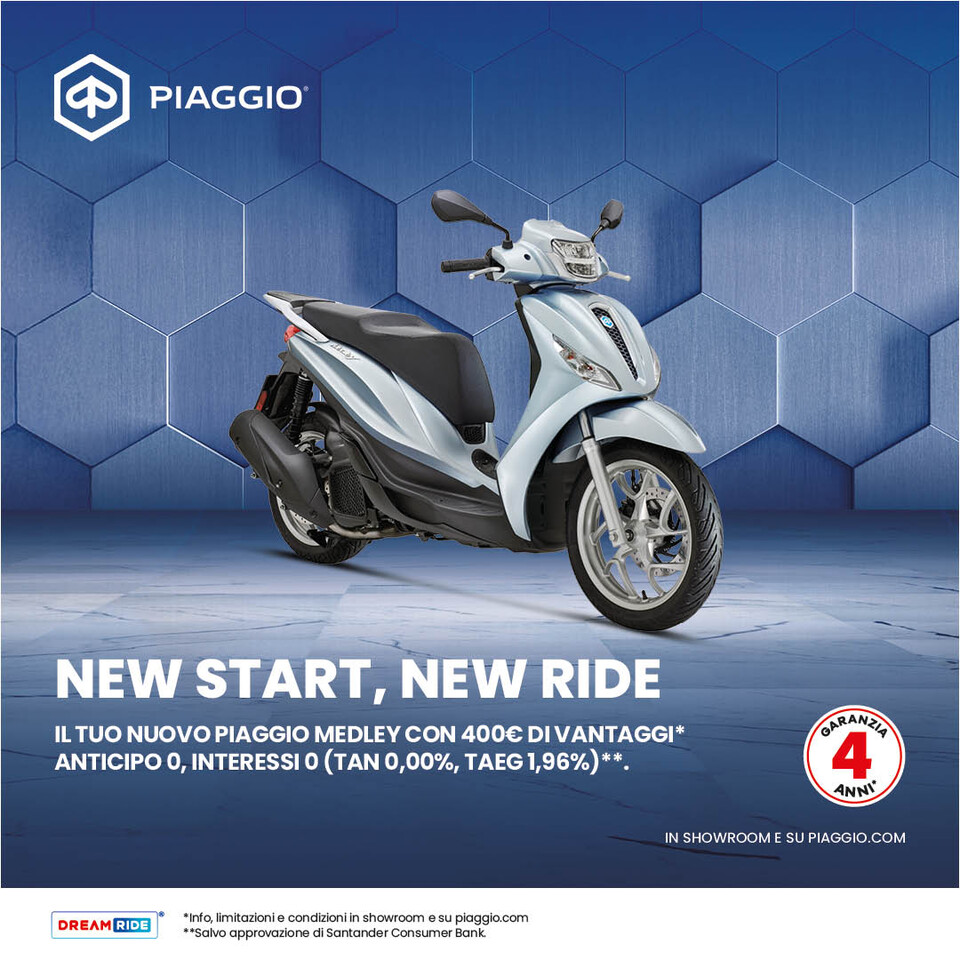 PIAGGIO MEDLEY CON 400€ DI VANTAGGI, ANTICIPO 0, INTERESSI 0 (TAN 0,00%, TAEG 1,96%)