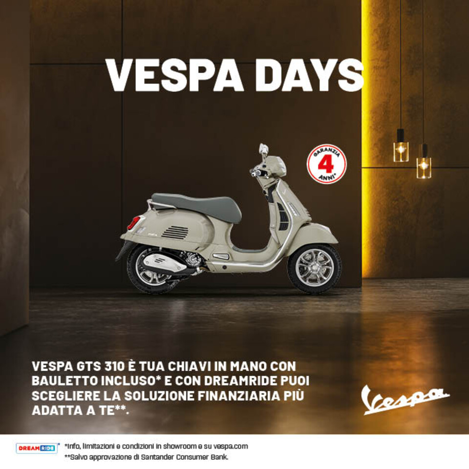 LA TUA NUOVA VESPA GTS CHIAVI IN MANO CON BAULETTO INCLUSO DA 99,50€ AL MESE (TAN 4,98%, TAEG 7,67%)