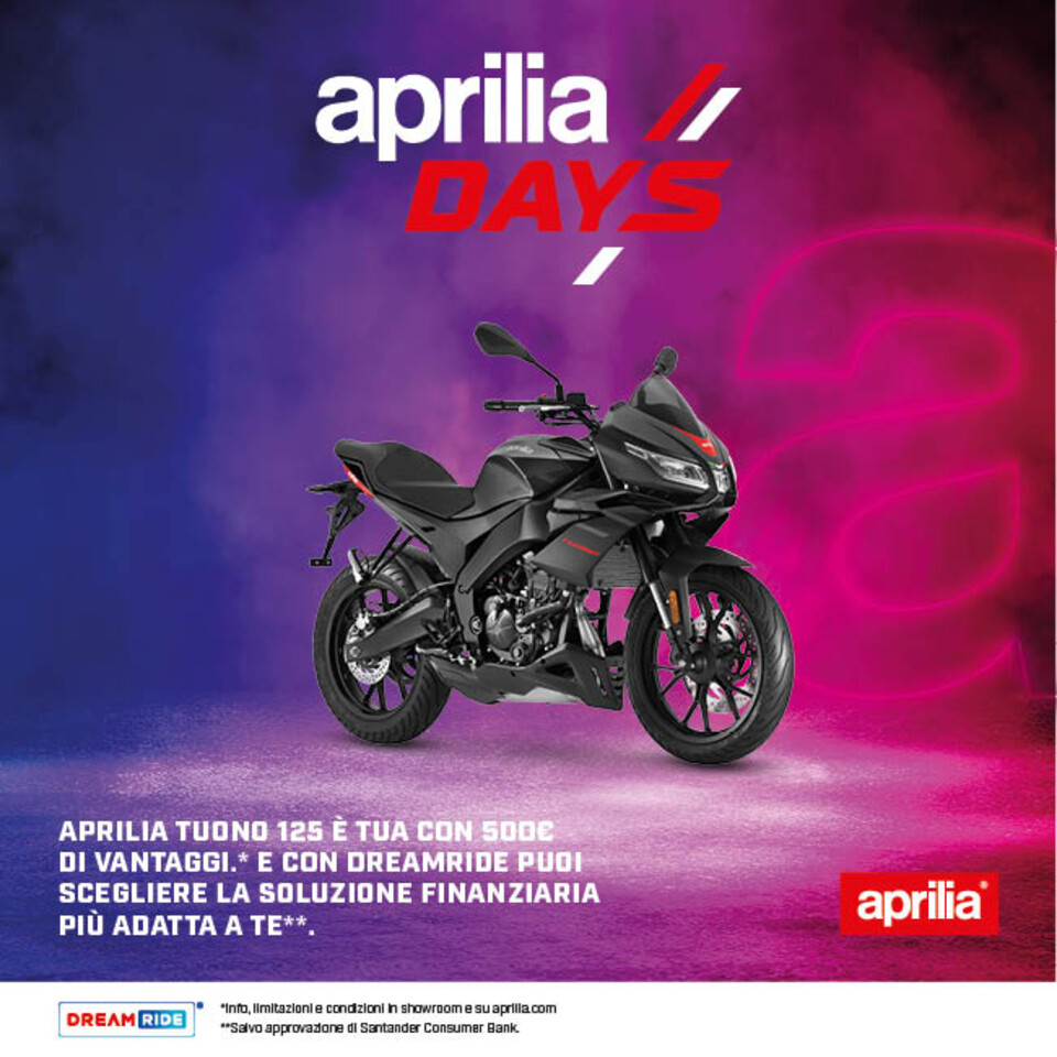 APRILIA TUONO 125 TUA DA 89,50€ AL MESE (TAN 5,99% TAEG 9,05%) CON 500€ DI VANTAGGI.