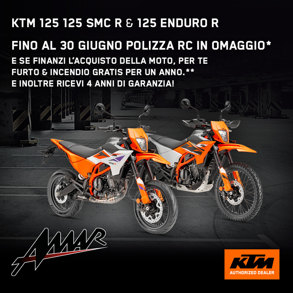 KTM 125 SMC R & 125 ENDURO R: Tasso Zero + RC e Furto & Incendio Inclusi