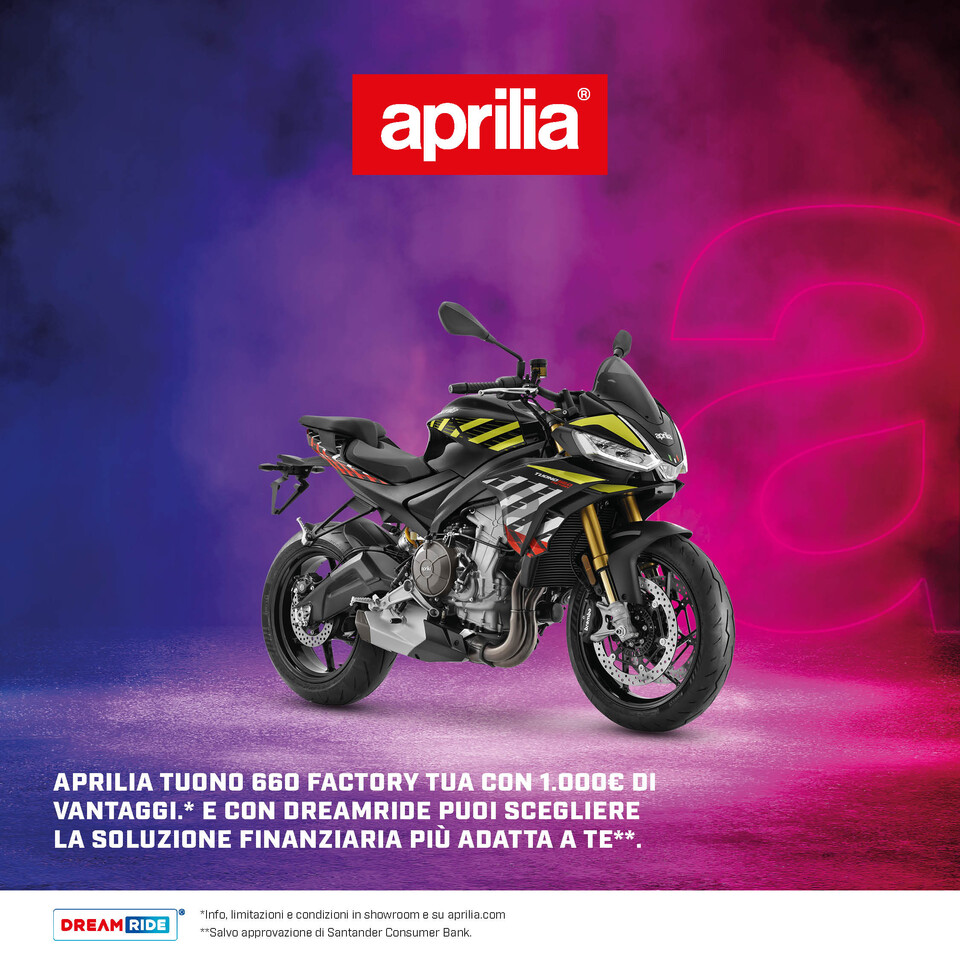 APRILIA TUONO 660 FACTORY TUA CON 1.000€ DI VANTAGGI DA 120€ AL MESE (TAN 5,99%, TAEG 8,19%)