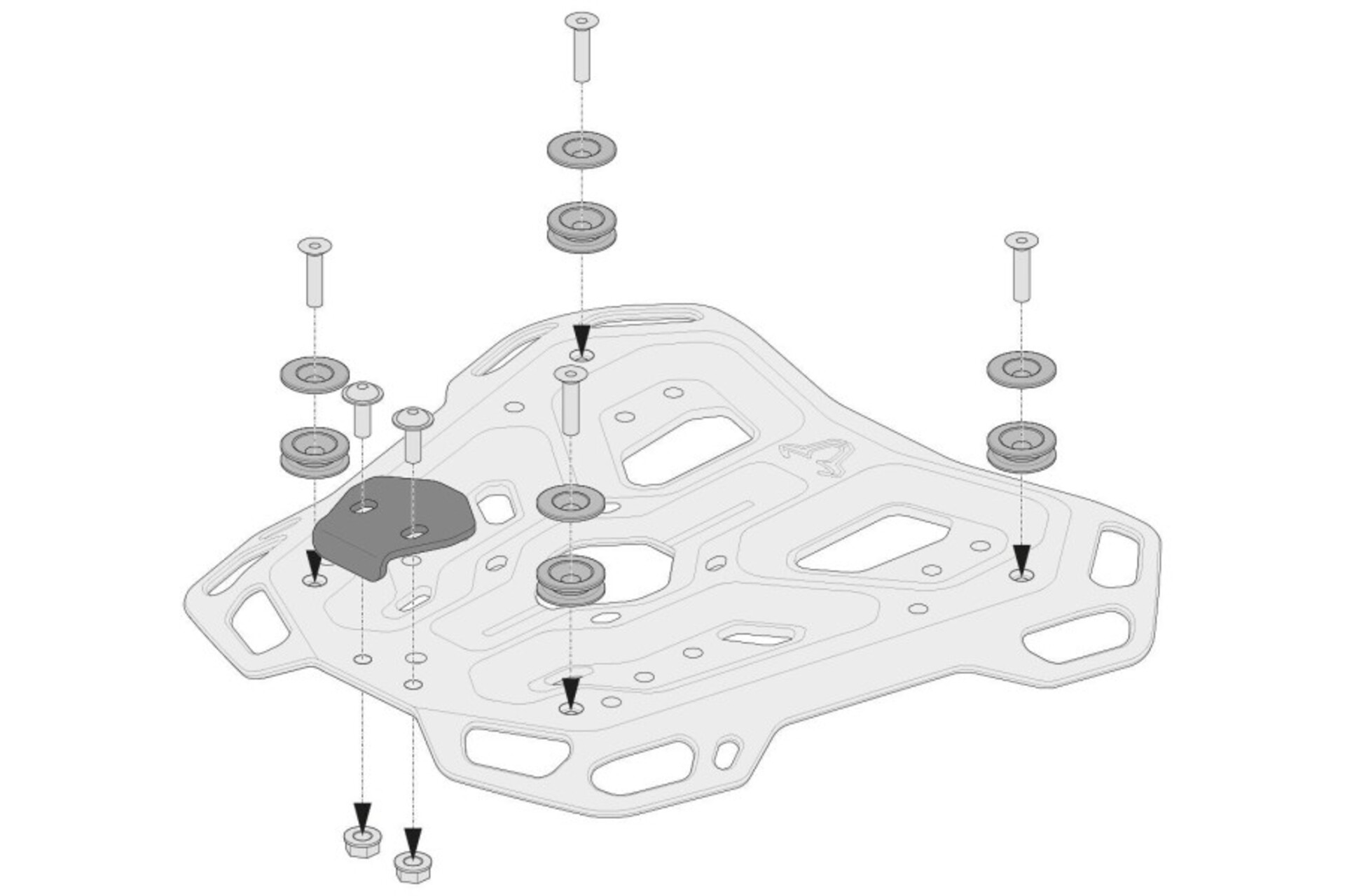 KIT ADATTATORE PER PORTABAGAGLI ADVENTURE-RACK-PER TRAX ADV / ION / EVO. NERO. SW-MOTECH