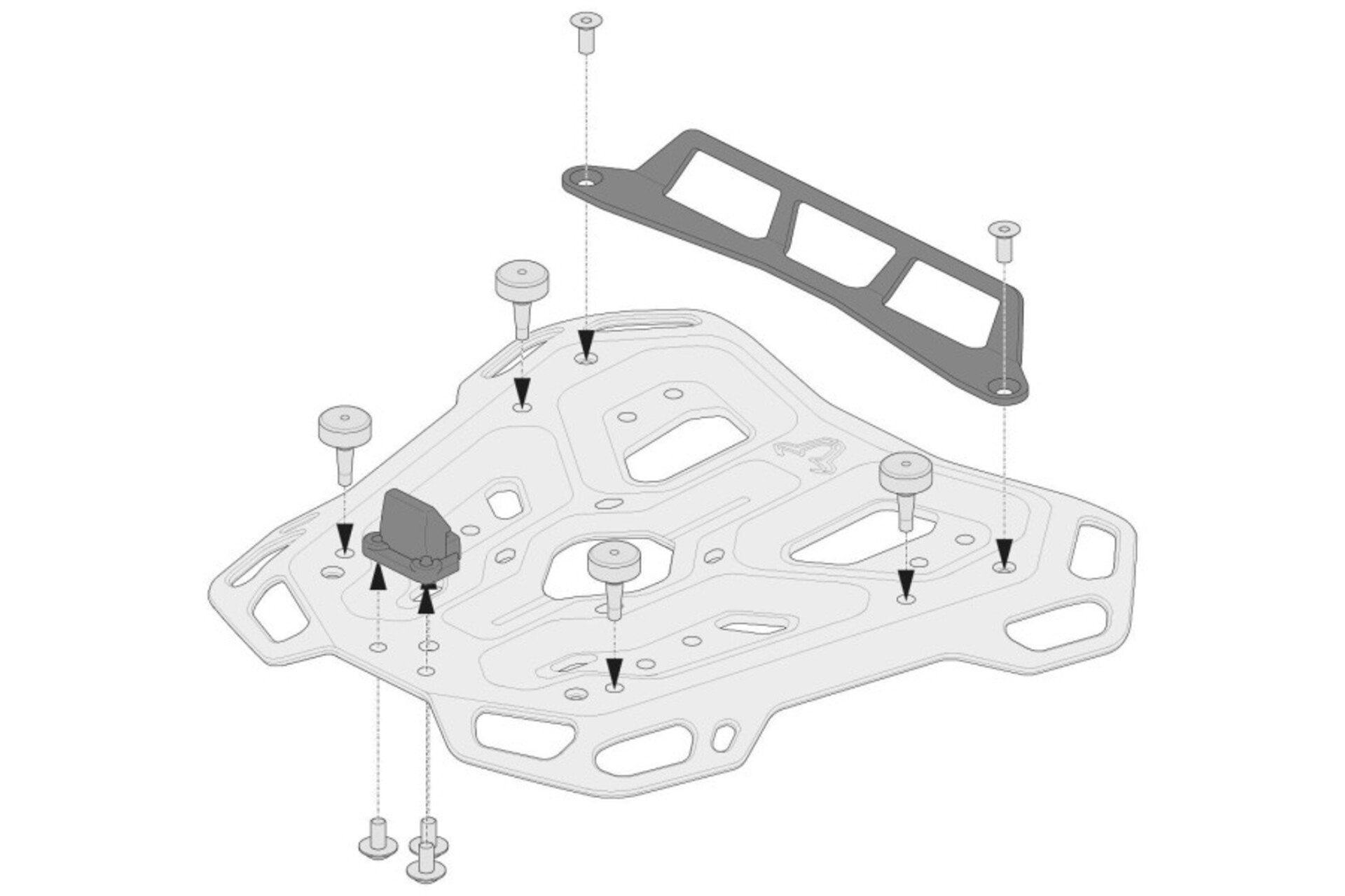 KIT ADATTATORE PER PORTABAGAGLI ADVENTURE-RACK-PER GIVI/KAPPA MONOLOCK. NERO. SW-MOTECH