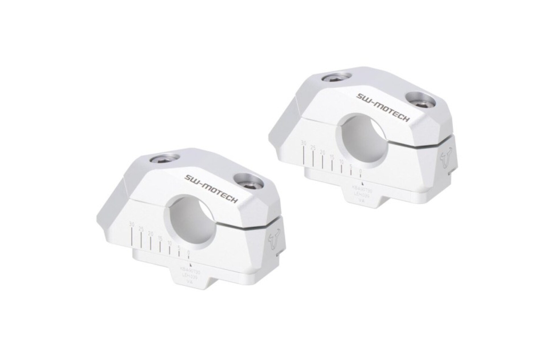 RISER MANUBRIO INCLINATO REGOLABILE PER Ï¿½-A=25MM. SPOSTABILE 5/10/15/20/25/30 MM. ARGENTO. SW-MOTECH