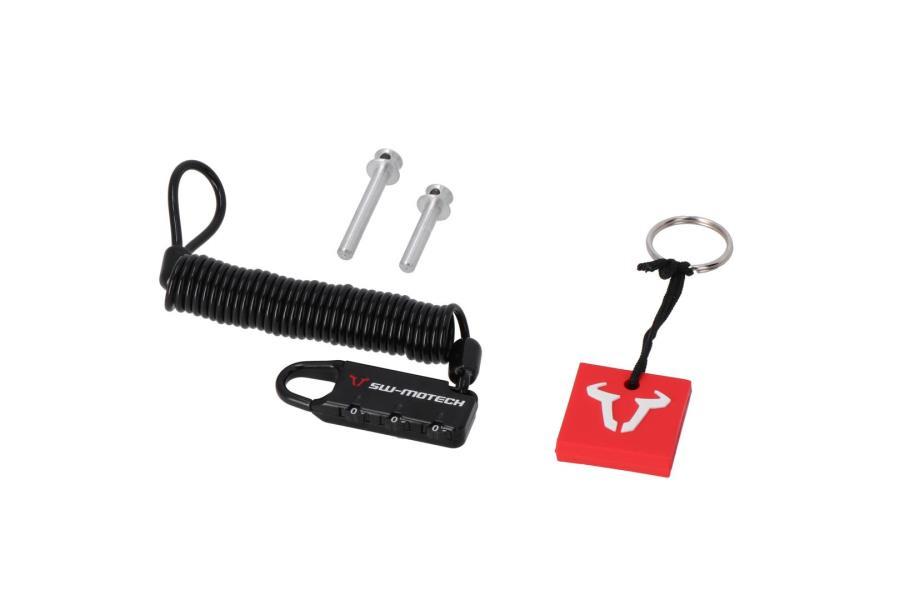 KIT ANTIFURTO PER BORSA SERBATOIO PRO/ EVO-PERNO SICUREZZA/LUCCHETTO CON CAVO PER BORSE MOTO. SW-MOTECH