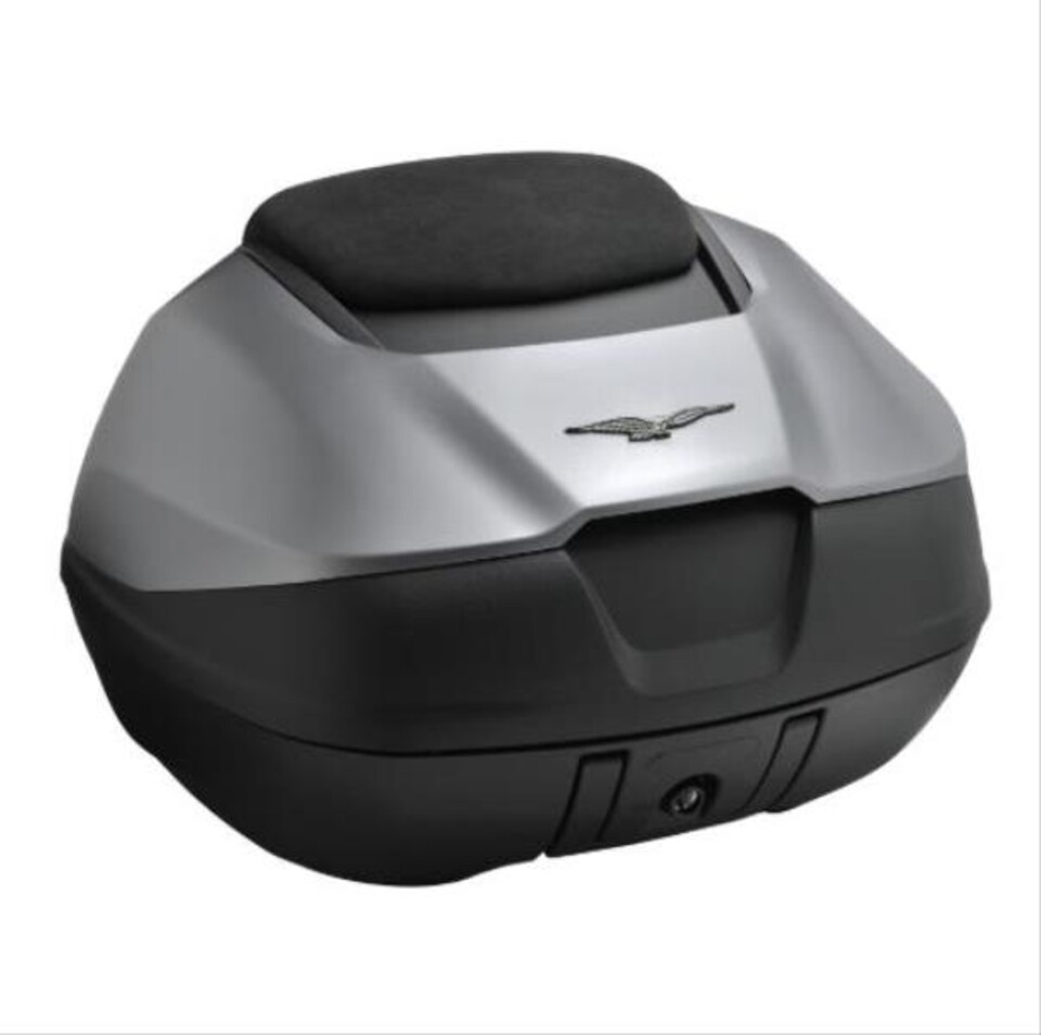 BAULE 52 LT.GRIGIO CON SCHIENALE NERO MOTO GUZZI
