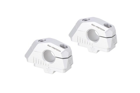 RISER MANUBRIO INCLINATO REGOLABILE PER Ï¿½-A=25MM. SPOSTABILE 5/10/15/20/25/30 MM. ARGENTO. SW-MOTECH