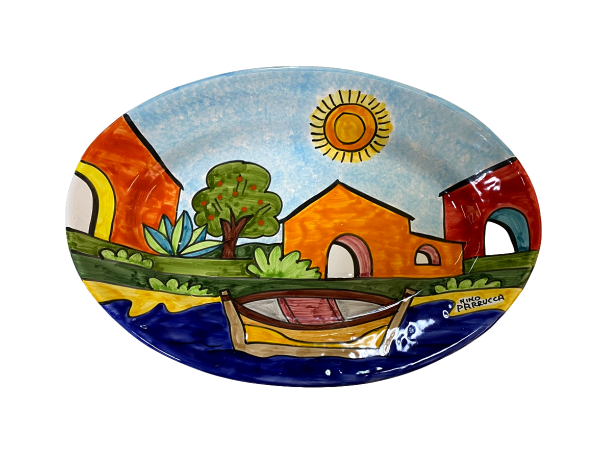 98/ A - Piatto Ovale 37x24 cm Vari decori Nino Parrucca