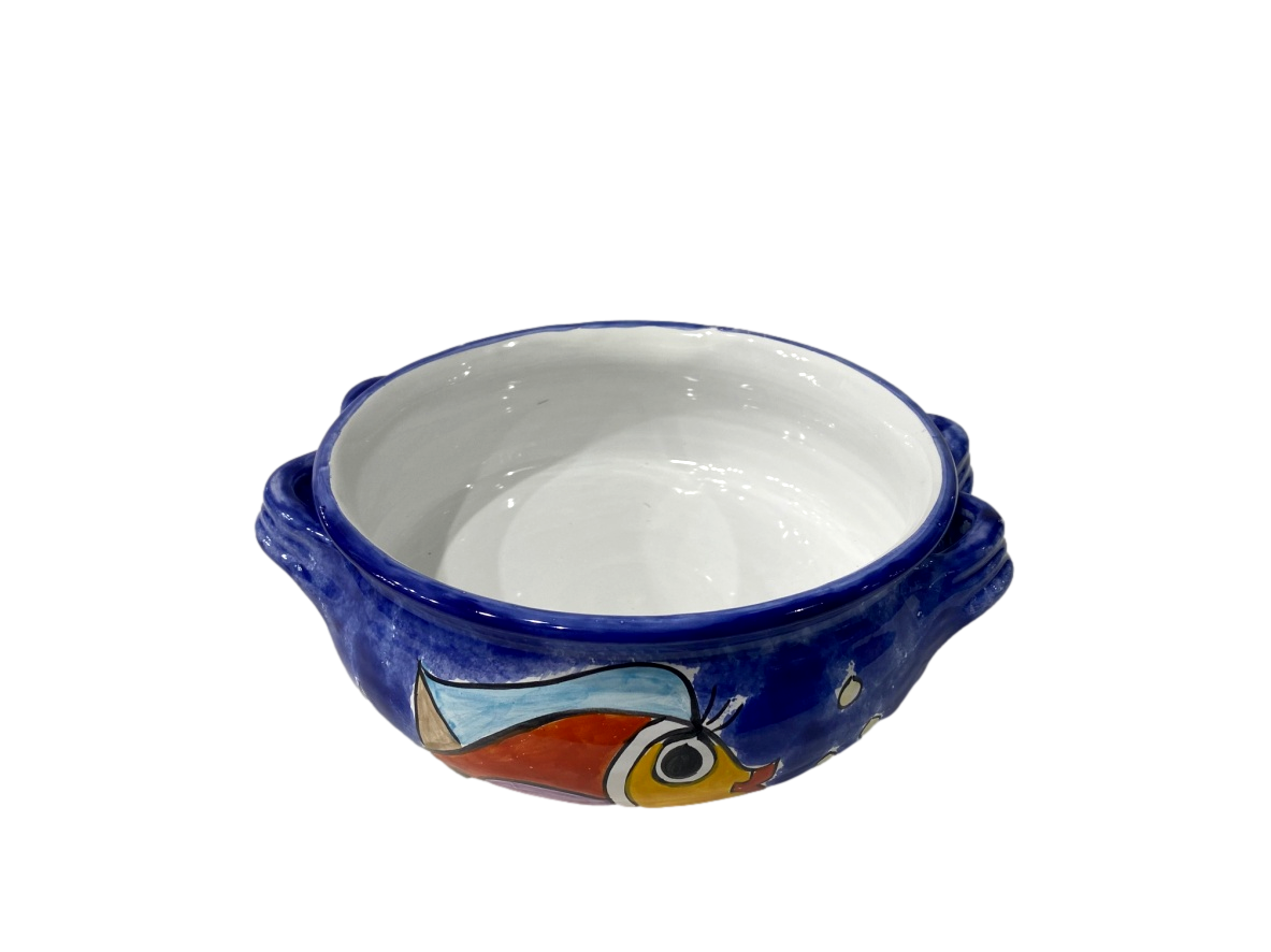 Spaghettata in ceramica Pesci fondo blu Nino Parrucca