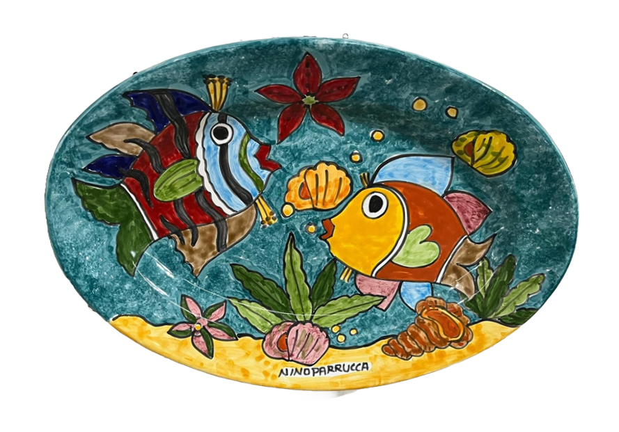 98/ A - Piatto Ovale 37x24 cm Vari decori Nino Parrucca