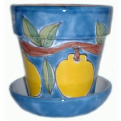 Vasetto con sottovaso vari decori in ceramica Nino Parrucca