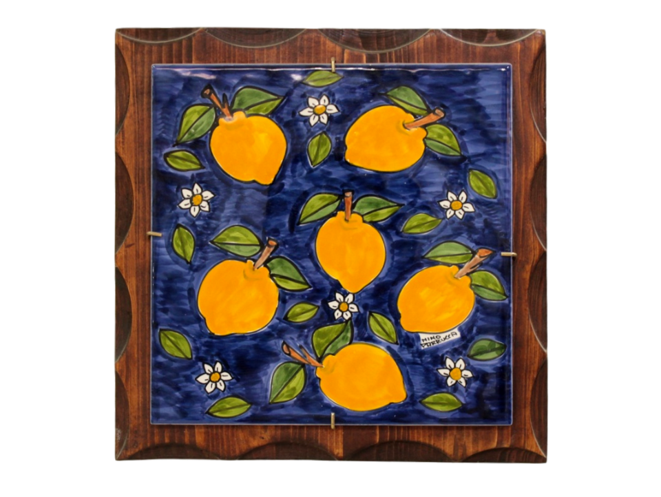 Quadretto in legno  con Piastrella in ceramica Nino Parrucca