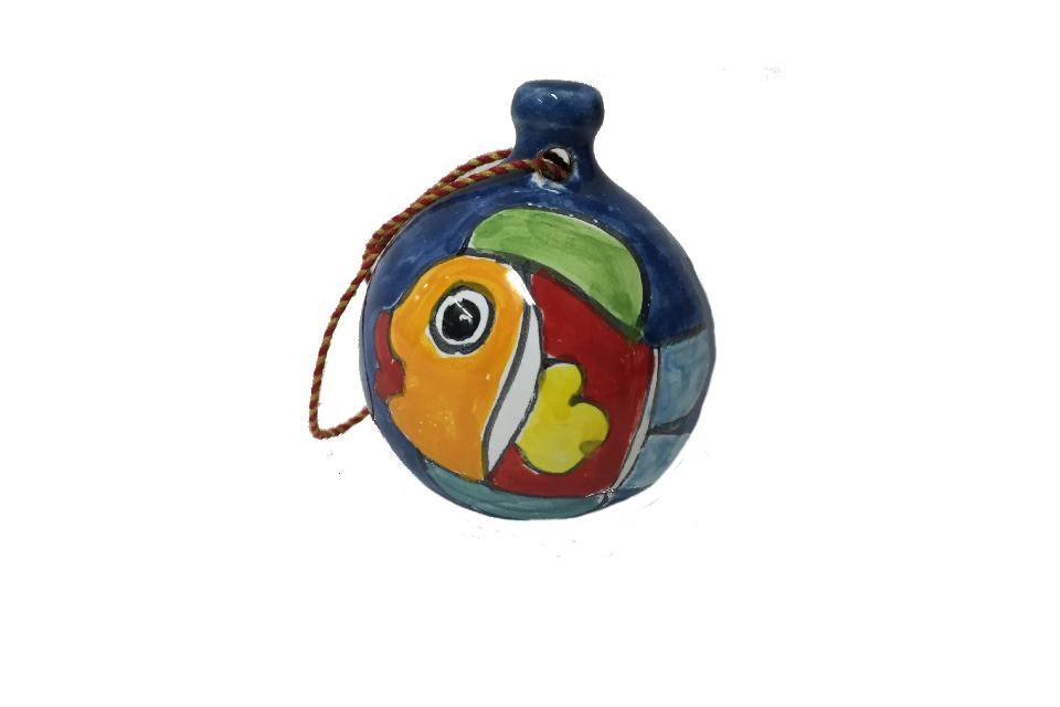 Pallina di Natale pesce fondo azzurro Nino Parrucca