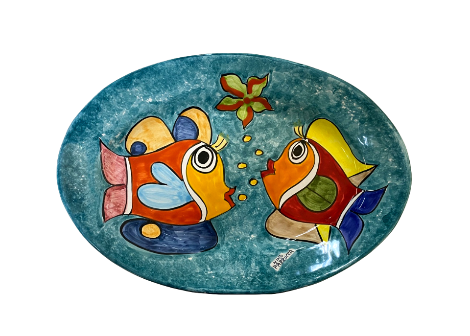 98/ A - Piatto Ovale 37x24 cm Vari decori Nino Parrucca