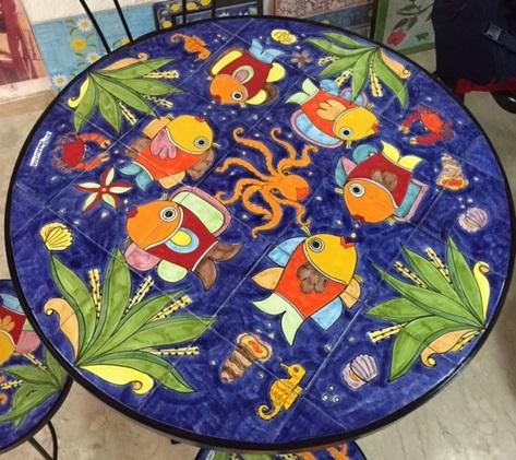Tavolo rotondo da giardino 100 - Fondale Marino (Blu) Nino Parrucca