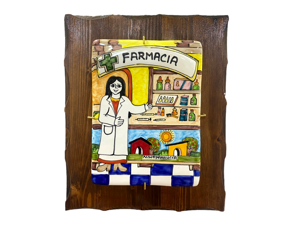 Targhe Mestiere a rilievo in ceramica e legno - Art.80/a Nino Parrucca