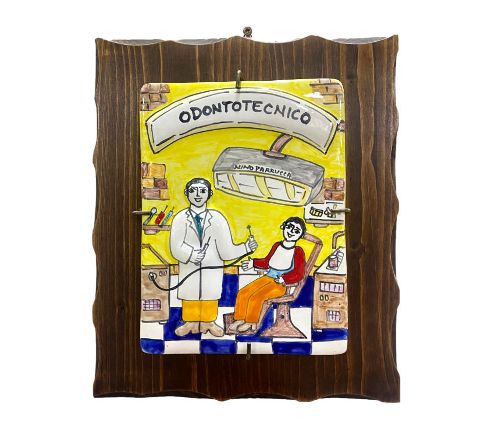 Targhe Mestiere a rilievo in ceramica e legno - Art.80/a Nino Parrucca
