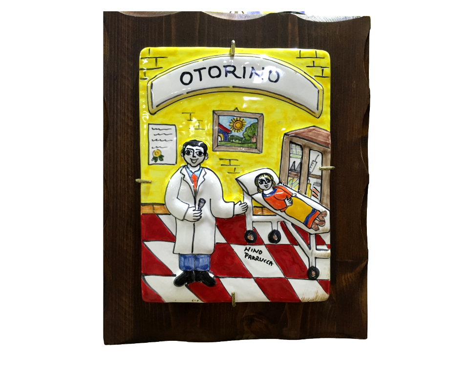 Targhe Mestiere a rilievo in ceramica e legno - Art.80/a Nino Parrucca