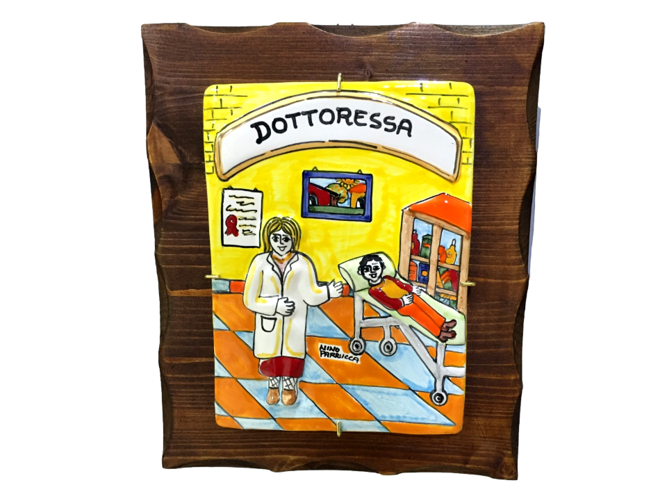 Targhe Mestiere a rilievo in ceramica e legno - Art.80/a Nino Parrucca