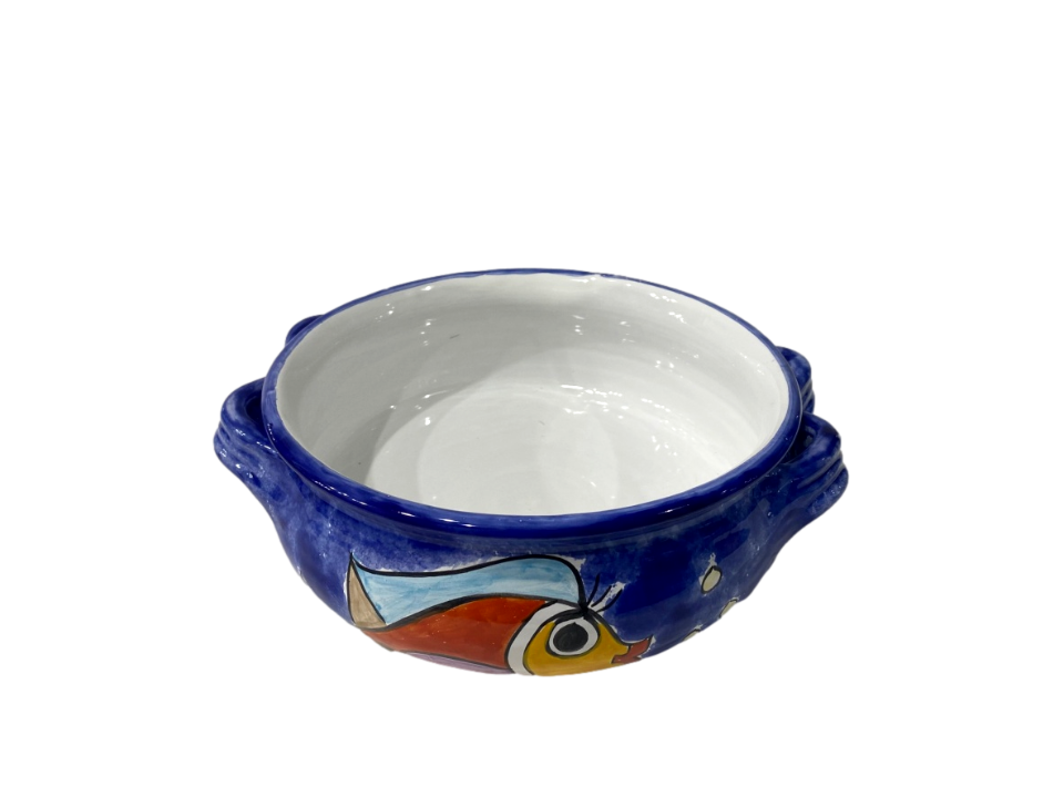 Spaghettata in ceramica Pesci fondo blu Nino Parrucca
