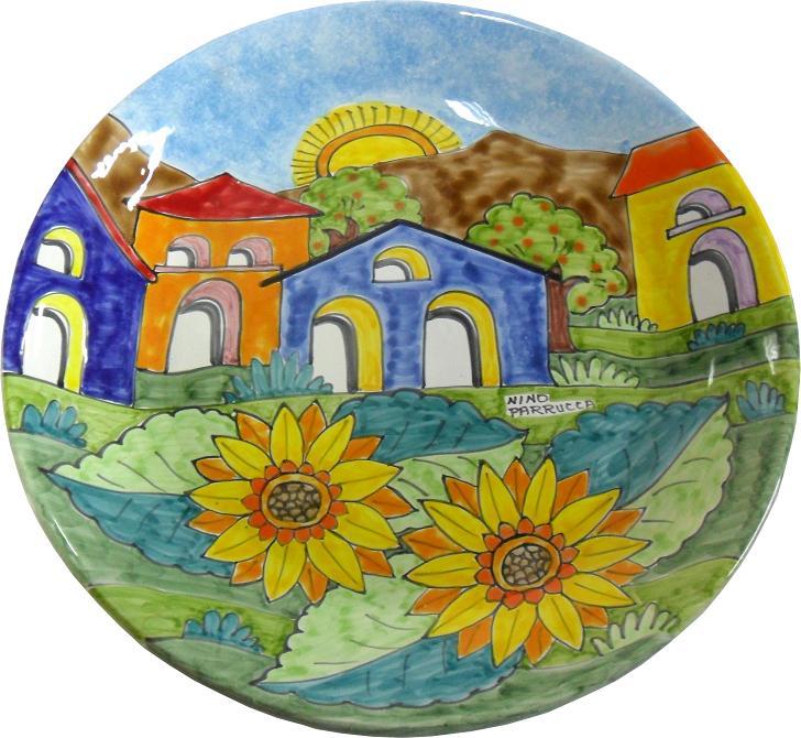 Piatto tondo artistico bordo alto Nino Parrucca