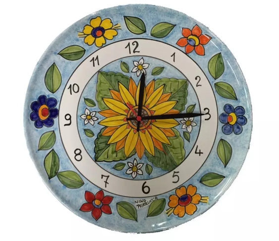Orologio a piatto con Girasoli e fiori Art 151/A - Art.153/A2 Nino Parrucca