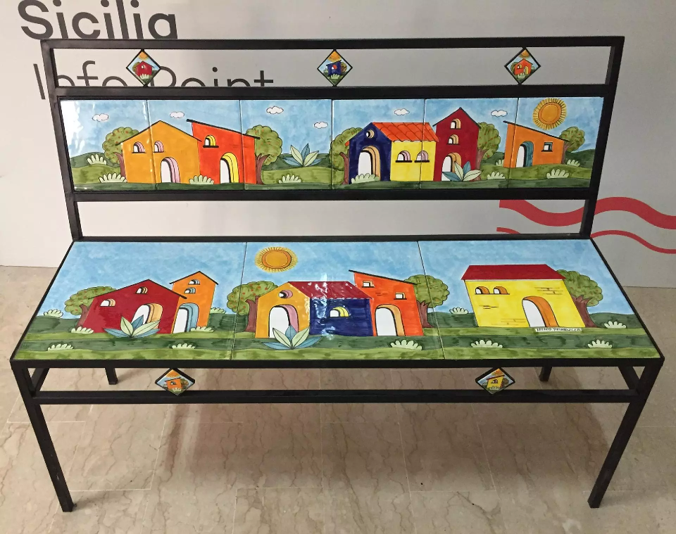 Panchina 3 Posti in ferro - Fichi d'India Nino Parrucca