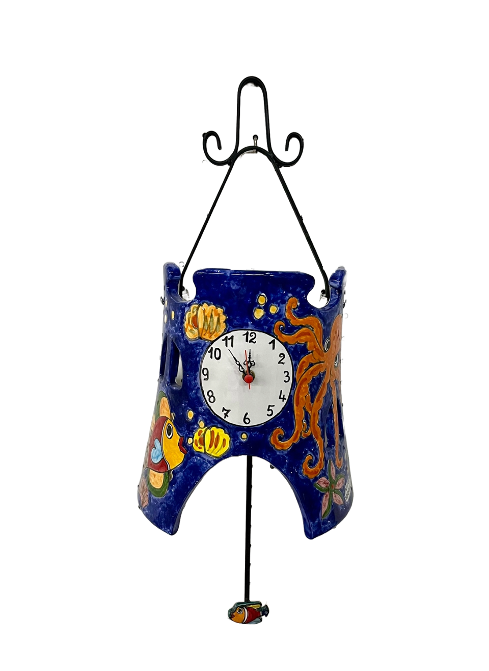 Orologio a pendolo a forma di tegola in ceramica Nino Parrucca
