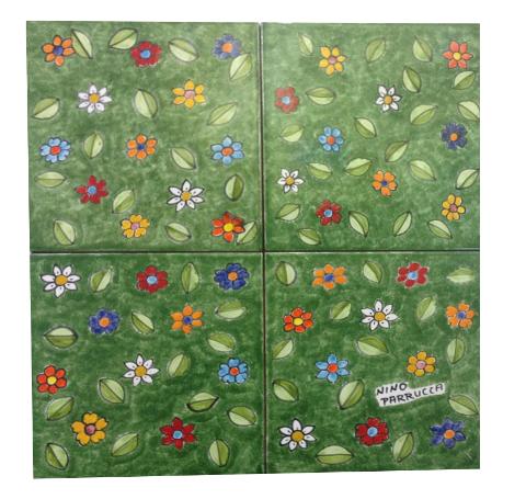 Pannelli artistici da 4 piastrelle Nino Parrucca in ceramica