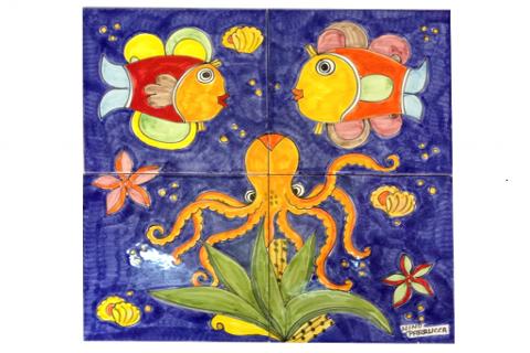 Pannelli artistici da 4 piastrelle Nino Parrucca in ceramica