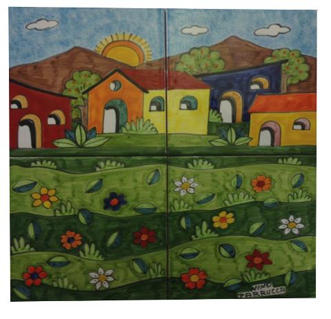 Pannelli artistici da 4 piastrelle Nino Parrucca in ceramica