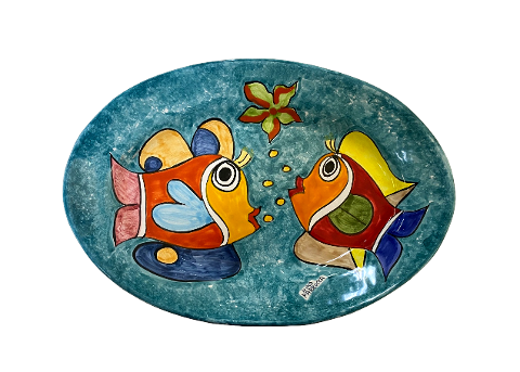 98/ A - Piatto Ovale 37x24 cm Vari decori Nino Parrucca