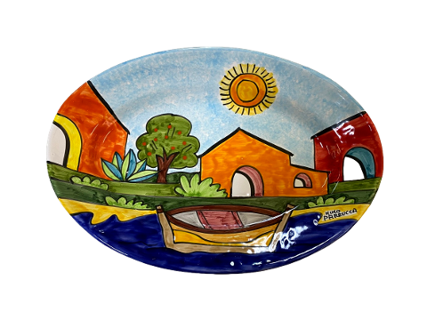 98/ A - Piatto Ovale 37x24 cm Vari decori Nino Parrucca