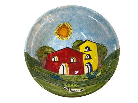 Insalatiere / Ciotole  Paesaggio di casette - Art.55 - 57 - 59 in ceramica Nino Parrucca