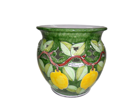 Cachepot Bombato Traforato in ceramica Nino Parrucca
