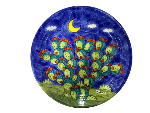 Piatto  decoro Pale di fichi notturno Nino Parrucca