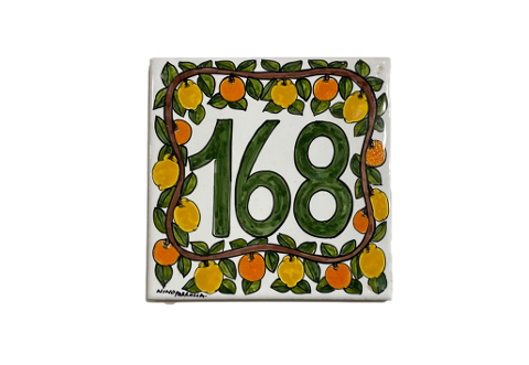 Piastrella personalizzata in ceramica decoro Ramo di Limoni e Arance Nino Parrucca