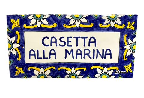 Piastrella cornice di fiori numero civico - cognomi Nino Parrucca