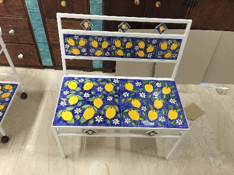 Panchina 2 Posti - vari decori Nino Parrucca in ferro e ceramica